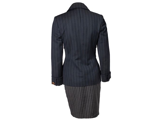 Traje militar a rayas de Gianni Versace Couture Gris - vista 4
