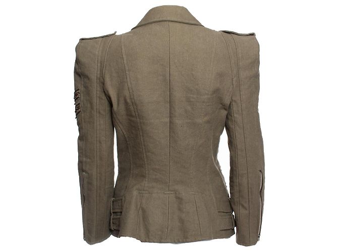 Bikerjacke in Armeegrün von Balmain - Ansicht 2