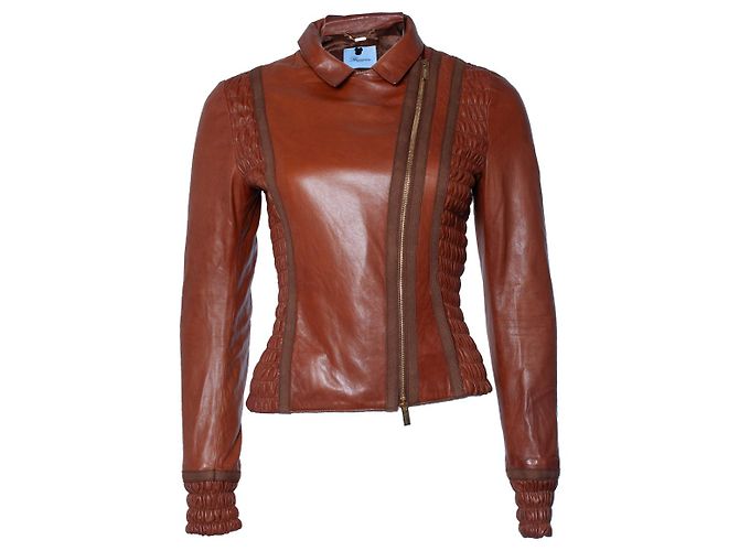 Blumarine Leder Bikerjacke Braun - Ansicht 2