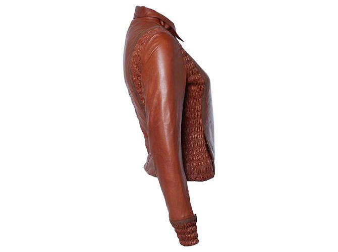 Blumarine Leder Bikerjacke Braun - Ansicht 5
