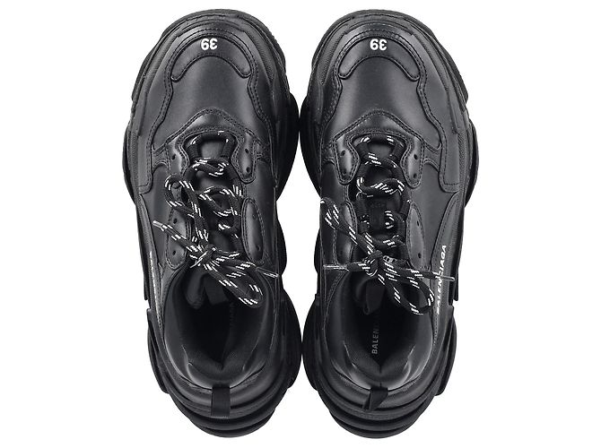 Sneakers Balenciaga Triple S in poliestere nero - vista 4