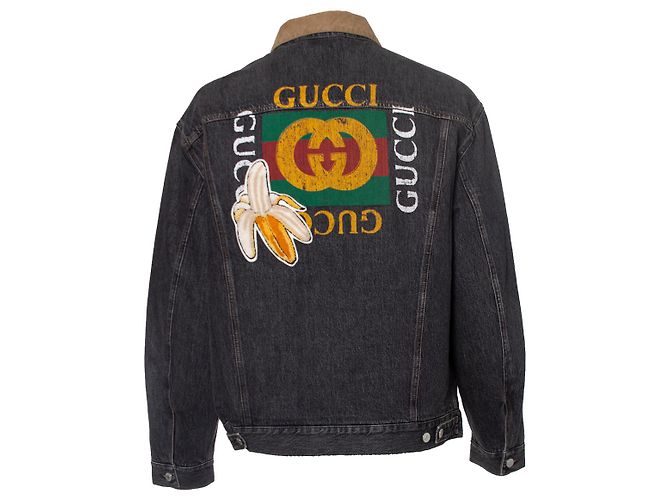Gucci Grey denim jacket with banana patch - view 2