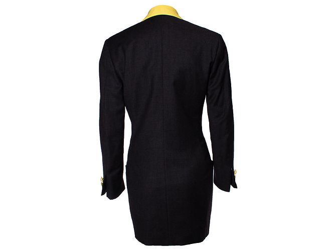 Maxi blazer Gianni Versace Couture com colar amarelo Preto - vista 2