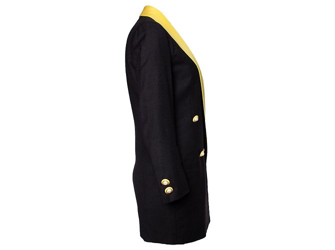 Maxi blazer Gianni Versace Couture com colar amarelo Preto - vista 3