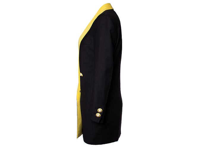 Maxi blazer Gianni Versace Couture com colar amarelo Preto - vista 4