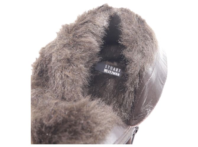 Stivaletti con tacco a blocco foderati in pelliccia in suede marrone Stuart Weitzman Porpora - vista 10
