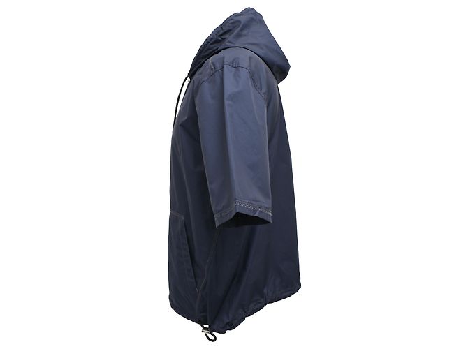 Giacca con cappuccio a maniche corte con zip Hermès in poliamide blu navy - vista 2