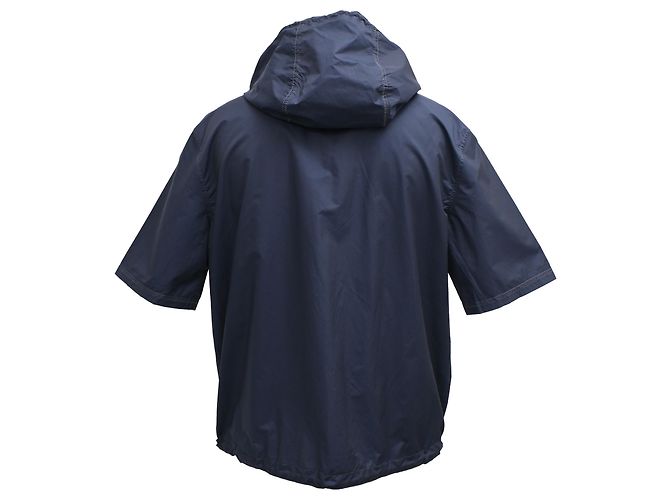 Giacca con cappuccio a maniche corte con zip Hermès in poliamide blu navy - vista 3