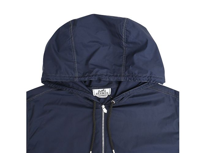 Giacca con cappuccio a maniche corte con zip Hermès in poliamide blu navy - vista 4