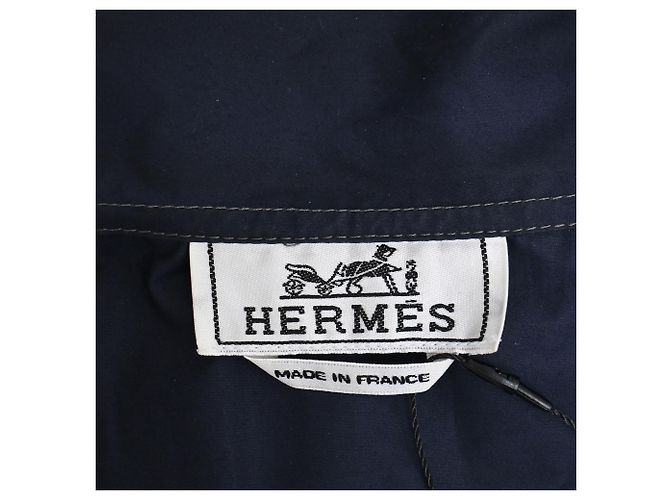 Giacca con cappuccio a maniche corte con zip Hermès in poliamide blu navy - vista 5