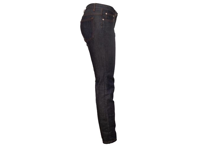 Jeans APC blu con cuciture arancioni - vista 3