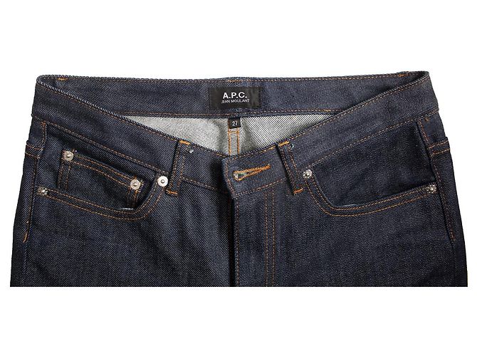 Jeans APC blu con cuciture arancioni - vista 6