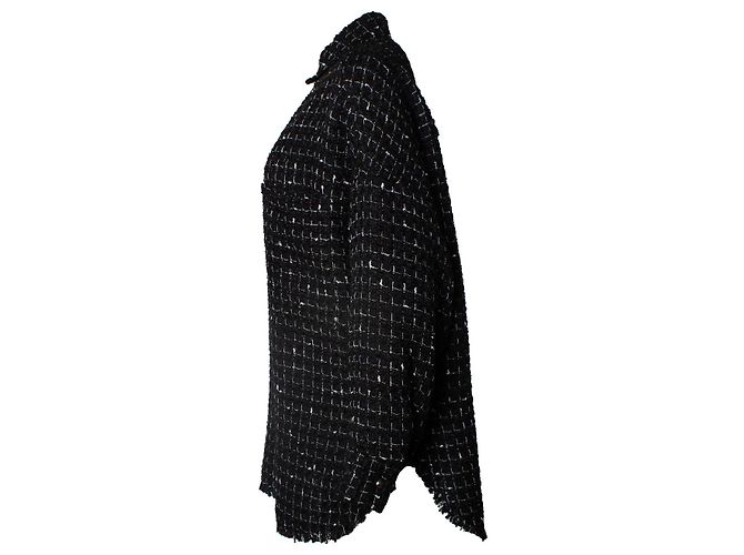 Camisa overshirt de tweed IRO Amice em preto - vista 2