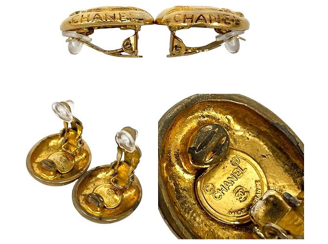 Boucles d'oreilles Chanel Mademoiselle Doré Métallisé - vue 3