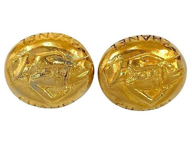 Boucles d'oreilles Chanel Mademoiselle Doré Métallisé - vue 4