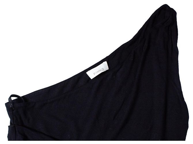 Schwarzes, drapiertes Ein-Schulter-Kleid von Pinko - Ansicht 6