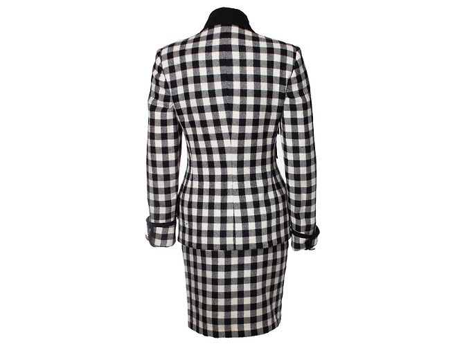Cappotto e gonna a quadri militari Gianni Versace Couture Nero - vista 2