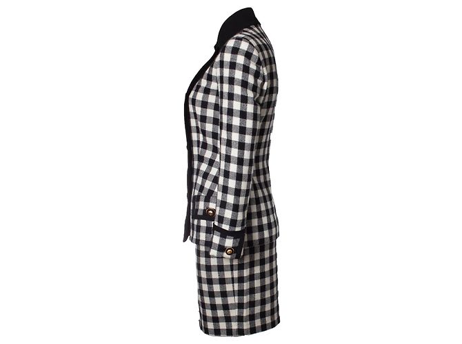 Cappotto e gonna a quadri militari Gianni Versace Couture Nero - vista 3