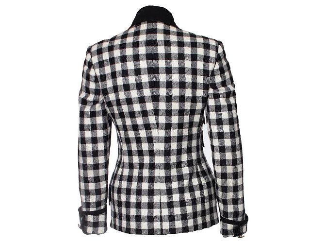 Cappotto e gonna a quadri militari Gianni Versace Couture Nero - vista 6