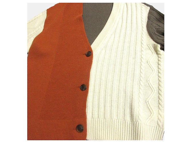Autre Marque Cárdigan de punto Umeda de WRAPINKNOT Castaño Blanco Naranja - vista 5