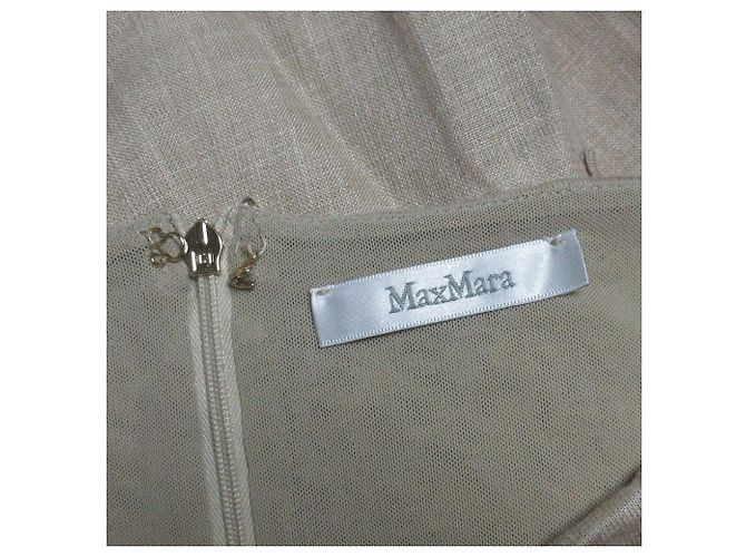 Vestido de Lino 100% Max Mara Drape Beige - vista 16