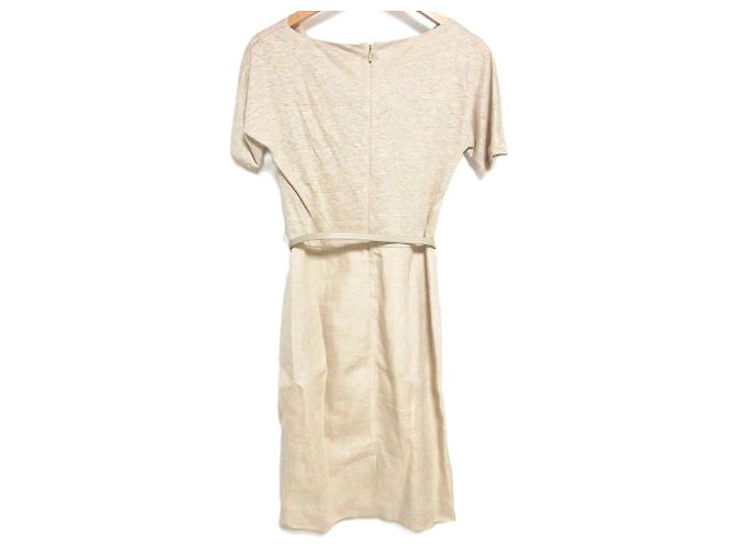 Vestido de Lino 100% Max Mara Drape Beige - vista 2