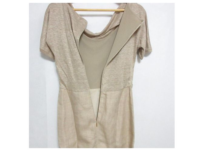 Vestido de Lino 100% Max Mara Drape Beige - vista 6