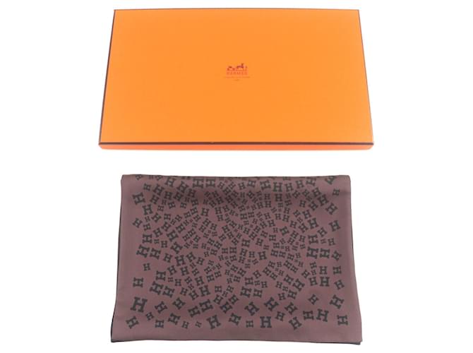 Sciarpa reversibile in seta 100% Hermès Marrone Nero - vista 2