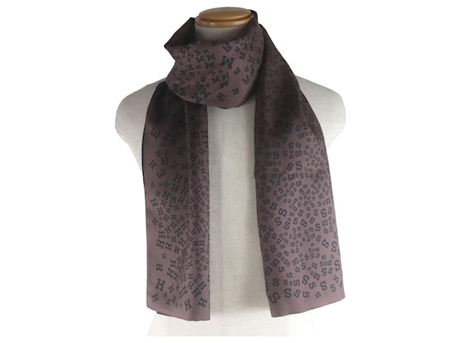 Sciarpa reversibile in seta 100% Hermès Marrone Nero - vista 3