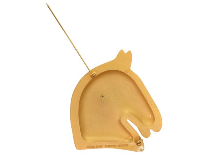 Spilla a forma di cavallo placcata in oro Hermès D'oro - vista 4
