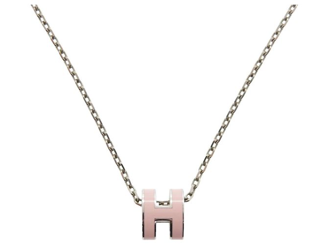 Colar de metal Hermès Mini Pop Ash H Prata Rosa - vista 2
