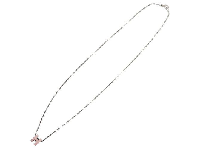 Colar de metal Hermès Mini Pop Ash H Prata Rosa - vista 3