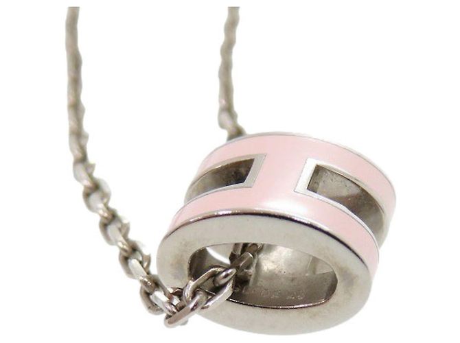 Colar de metal Hermès Mini Pop Ash H Prata Rosa - vista 4