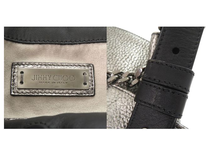 Borsa a spalla in pelle argento Jimmy Choo Nero - vista 8
