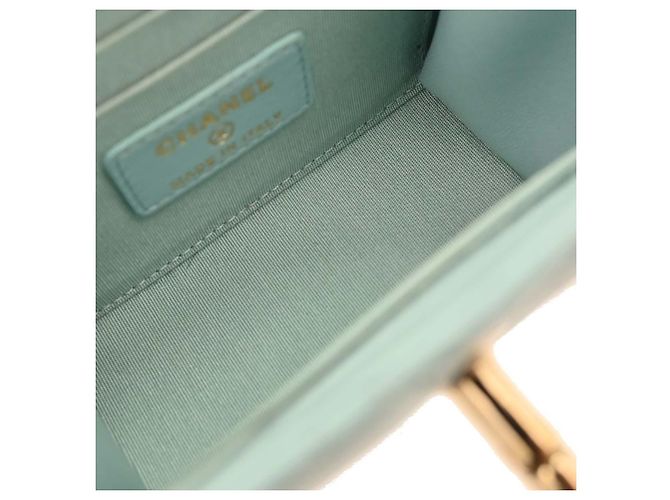 Chanel Trendy CC Clutch mit Kette aus gestepptem Lammleder klein Blau - Ansicht 3