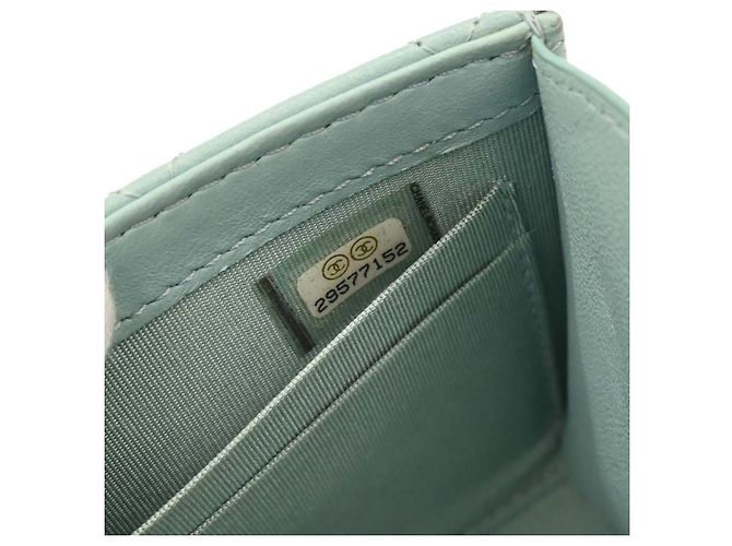Chanel Trendy CC Clutch mit Kette aus gestepptem Lammleder klein Blau - Ansicht 5