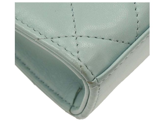 Chanel Trendy CC Clutch mit Kette aus gestepptem Lammleder klein Blau - Ansicht 6