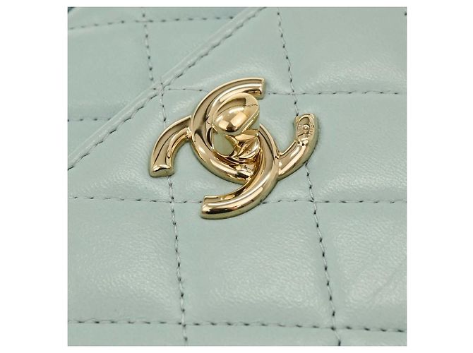 Chanel Trendy CC Clutch mit Kette aus gestepptem Lammleder klein Blau - Ansicht 7