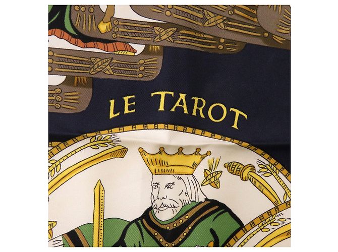 Silk In Foulard in Seta Hermès Carré 90 LE TAROT Nero Crudo - vista 3