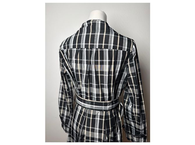 Vintage Courreges Trenchcoat schwarz-weiß kariert 36/S - Ansicht 13