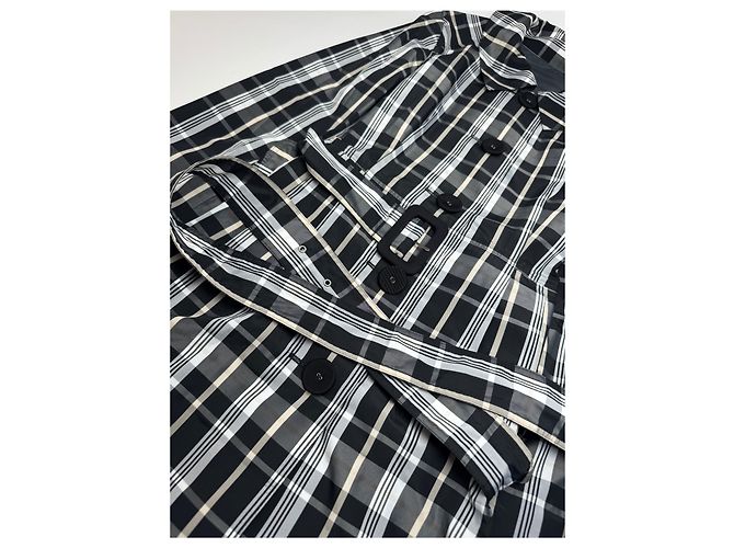 Vintage Courreges Trenchcoat schwarz-weiß kariert 36/S - Ansicht 5