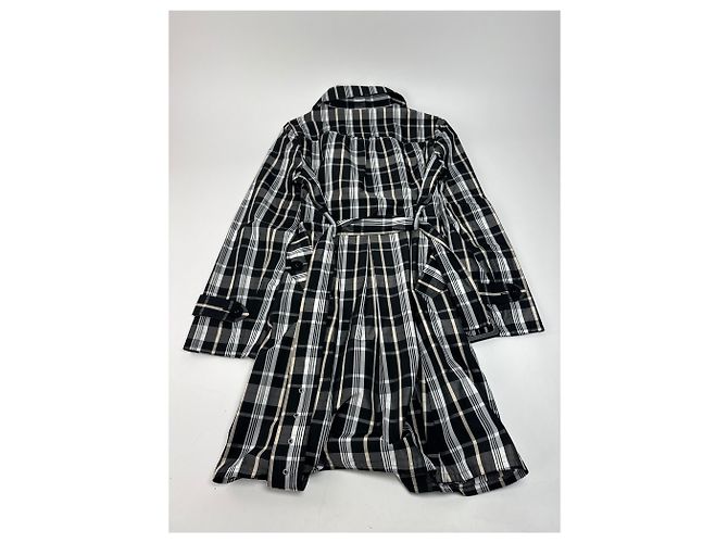 Vintage Courreges Trenchcoat schwarz-weiß kariert 36/S - Ansicht 7
