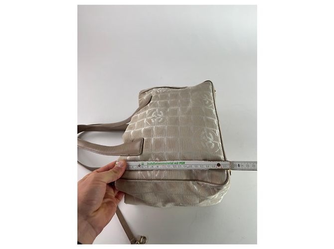 Vintage Chanel Monogramm Canvas Leder Tote Bag Beige Braun - Ansicht 11