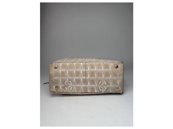Vintage Chanel Monogramm Canvas Leder Tote Bag Beige Braun - Ansicht 12