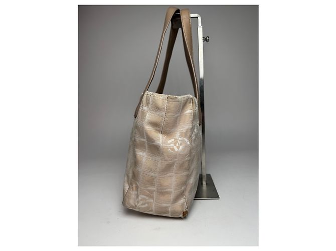 Vintage Chanel Monogramm Canvas Leder Tote Bag Beige Braun - Ansicht 5