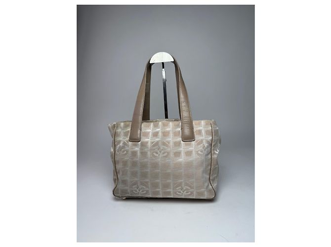 Vintage Chanel Monogramm Canvas Leder Tote Bag Beige Braun - Ansicht 8