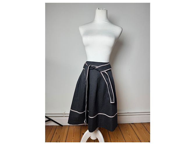 Gonna Vintage Courreges Nera Bianca 36/S Nero - vista 12