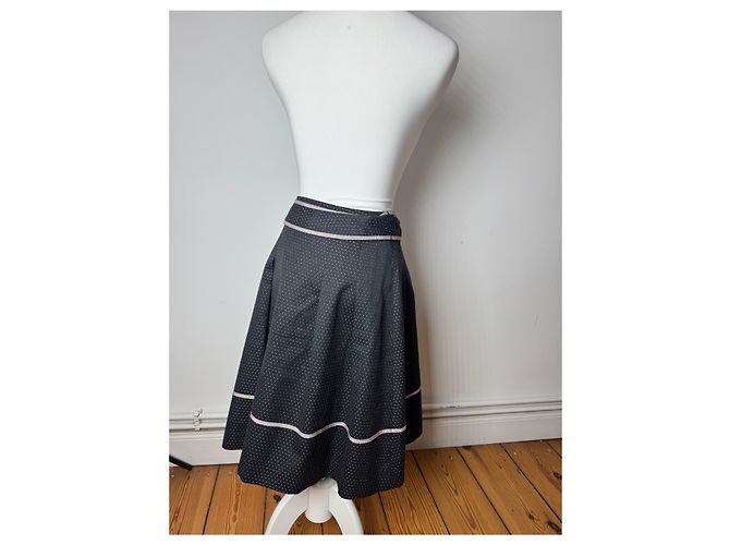 Gonna Vintage Courreges Nera Bianca 36/S Nero - vista 13