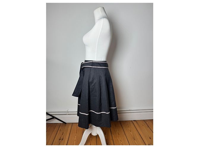 Gonna Vintage Courreges Nera Bianca 36/S Nero - vista 2