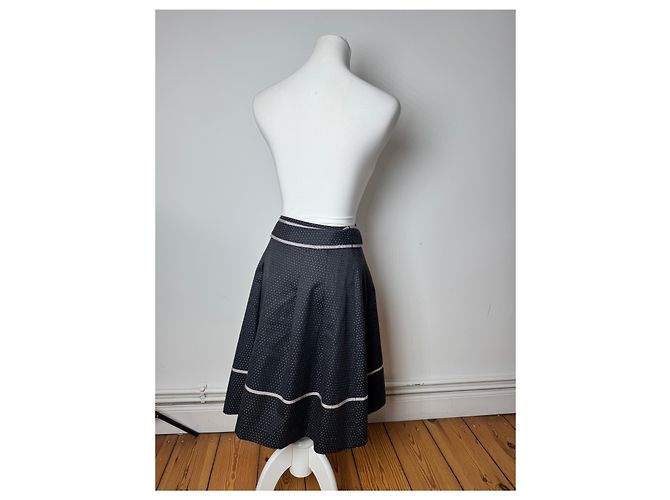 Gonna Vintage Courreges Nera Bianca 36/S Nero - vista 3
